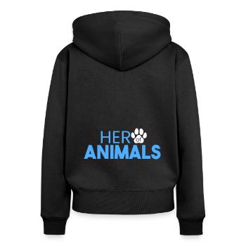 Héros des animaux - Sweat à capuche zippé Premium bio Femme - noir - Dos - Julia (174cm)