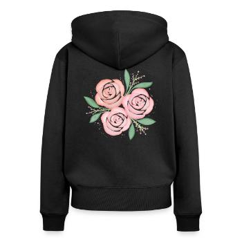 Rosenzauber - Frauen Premium Bio Zip Hoodie - Schwarz - Hinten - Julia (174cm)