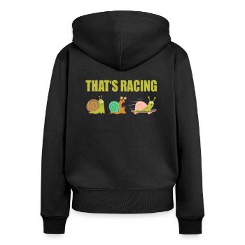 Schnecken Schneckenrennen That's Racing - Frauen Premium Bio Zip Hoodie - Schwarz - Hinten - Julia (174cm)