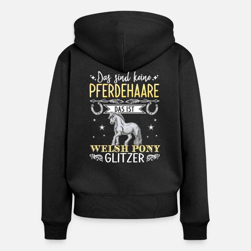 Ce ne sont pas des poils de cheval, c’est Welsh Pony Glit - Sweat à capuche zippé Premium bio Femme - noir