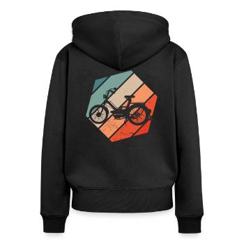 Mobylette Cyclomoteurs vintage Mobylette Amour 2 temps - Sweat à capuche zippé Premium bio Femme - noir - Dos - Julia (174cm)