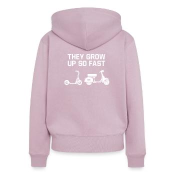 They Grow Up So Fast Roller Motorroller Scooter - Frauen Premium Bio Zip Hoodie - Altrosa - Hinten - Julia (174cm)