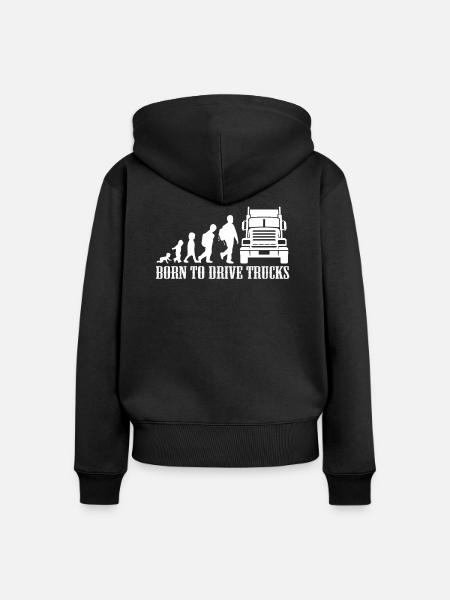 LKW Evolution Trucker Geschenk - Frauen Premium Bio Zip Hoodie - Schwarz