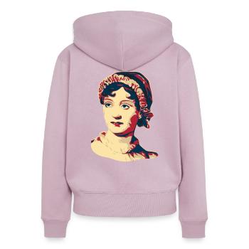 Jane Austen - Frauen Premium Bio Zip Hoodie - Altrosa - Hinten - Julia (174cm)