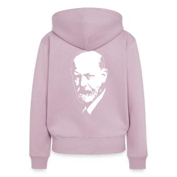 Sigmund Freud White On Black - Women's Premium Organic Zip Hoodie - dusky pink - Back - Julia (174cm)