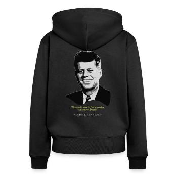 John F. Kennedy Quote - Women's Premium Organic Zip Hoodie - black - Back - Julia (174cm)