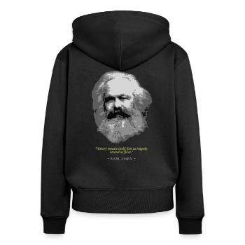 Karl Marx Quote - Women's Premium Organic Zip Hoodie - black - Back - Julia (174cm)