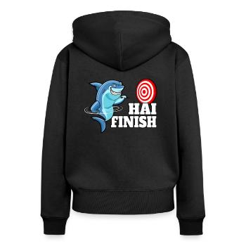 Dart WM Dart Shirt Dart Spieler Dart spielen 180 - Frauen Premium Bio Zip Hoodie - Schwarz - Hinten - Julia (174cm)
