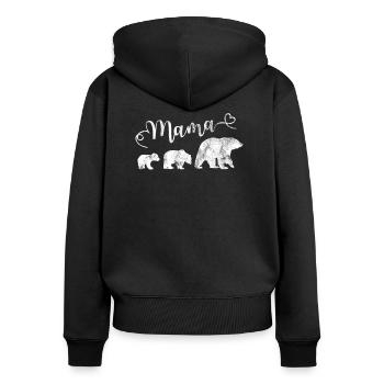 Maman Ours avec 2 Ours Enfants Meilleur Mère Vintage - Sweat à capuche zippé Premium bio Femme - noir - Dos - Julia (174cm)