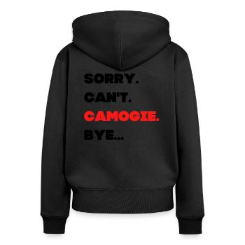 Sorry. Can't. Camogie. Bye - Women's Premium Organic Zip Hoodie - black - Back - Julia (174cm)