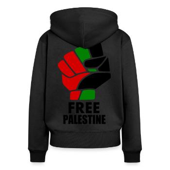 Free palestine - Sweat à capuche zippé Premium bio Femme - noir - Dos - Julia (174cm)