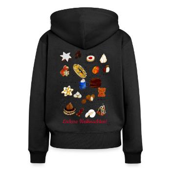 Leckere Weihnachten! - Frauen Premium Bio Zip Hoodie - Schwarz - Hinten - Julia (174cm)