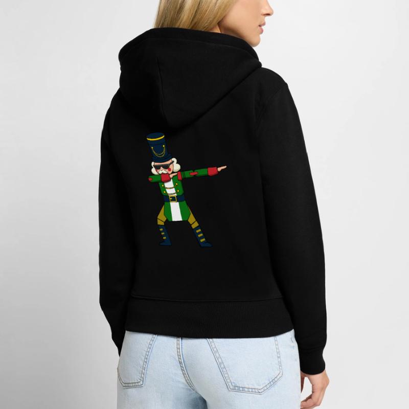 Pull de Noël Dabbing Nutcracker Figure Sweat à capuche zippé Premium bio Femme