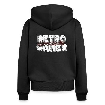 RETRO GAMER Games Games Gift - Women's Premium Organic Zip Hoodie - black - Back - Julia (174cm)