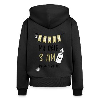 Babyparty im Gitterbett - Frauen Premium Bio Zip Hoodie - Schwarz - Hinten - Julia (174cm)