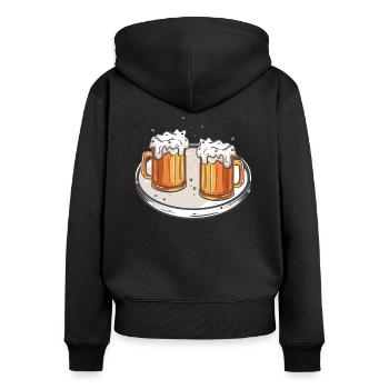 Maßkrüge auf einem Tablett | Bier, Bierkrug, Prost - Frauen Premium Bio Zip Hoodie - Schwarz - Hinten - Julia (174cm)