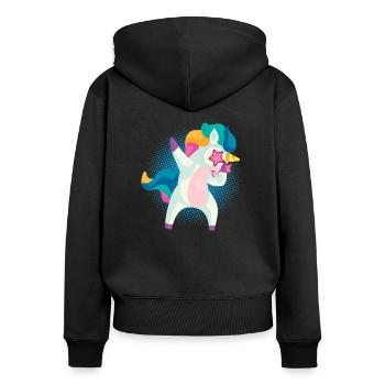 Dabbing Einhorn Dabben Dab Tanzen Lustig Geschenk - Frauen Premium Bio Zip Hoodie - Schwarz - Hinten - Julia (174cm)