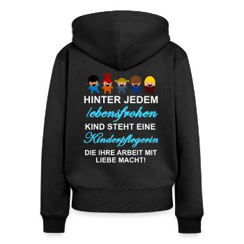 Nanny Saying Design - Women's Premium Organic Zip Hoodie - black - Back - Julia (174cm)
