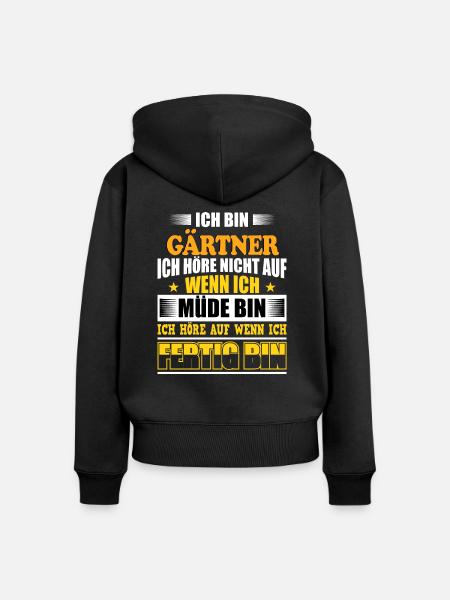 Ich bin Gärtner - Frauen Premium Bio Zip Hoodie - Schwarz