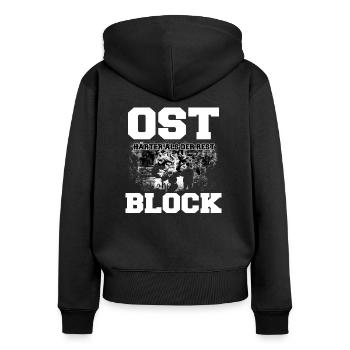 Ostblock Fans Ostkurve Osten Fußball - Frauen Premium Bio Zip Hoodie - Schwarz - Hinten - Julia (174cm)