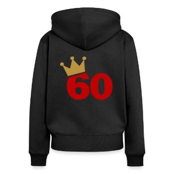 60. Geburtstag - Frauen Premium Bio Zip Hoodie - Schwarz - Hinten - Julia (174cm)