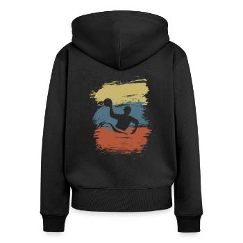 water polo - Sweat à capuche zippé Premium bio Femme - noir - Dos - Julia (174cm)