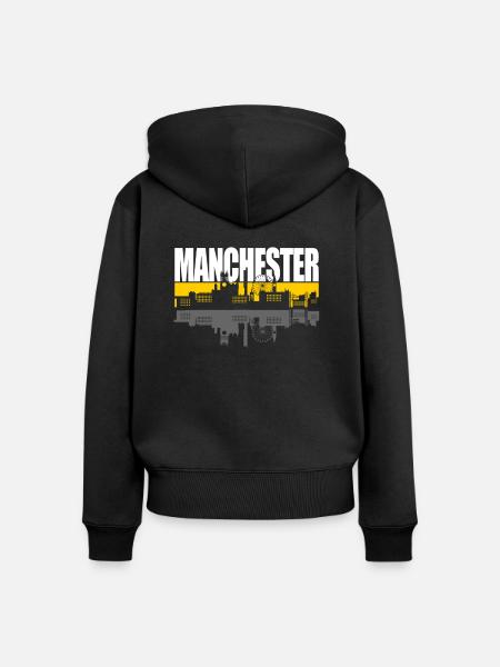 Manchester - Frauen Premium Bio Zip Hoodie - Schwarz