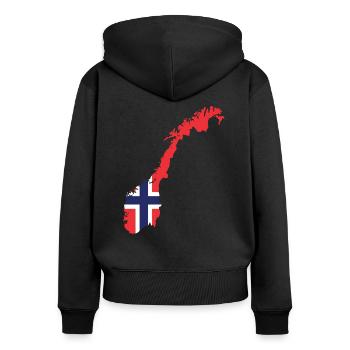Norvège Scandinavie cadeau Oslo - Sweat à capuche zippé Premium bio Femme - noir - Dos - Julia (174cm)