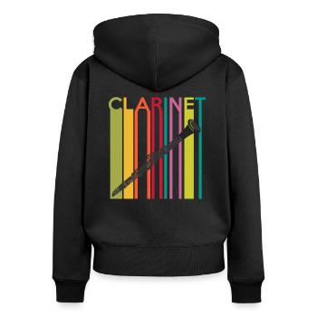 Klarinette - Frauen Premium Bio Zip Hoodie - Schwarz - Hinten - Julia (174cm)