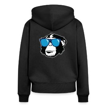 Affe - Frauen Premium Bio Zip Hoodie - Schwarz - Hinten - Julia (174cm)