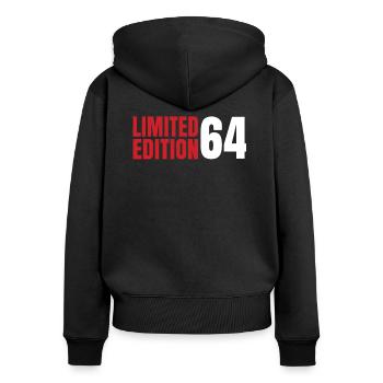 55. Geburtstag 1964 - Frauen Premium Bio Zip Hoodie - Schwarz - Hinten - Julia (174cm)