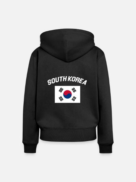 Korea - Frauen Premium Bio Zip Hoodie - Schwarz