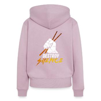 Schlagzeug - Frauen Premium Bio Zip Hoodie - Altrosa - Hinten - Julia (174cm)