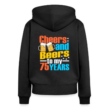 75. Geburtstag - Frauen Premium Bio Zip Hoodie - Schwarz - Hinten - Julia (174cm)