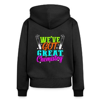 Chemie - Frauen Premium Bio Zip Hoodie - Schwarz - Hinten - Julia (174cm)