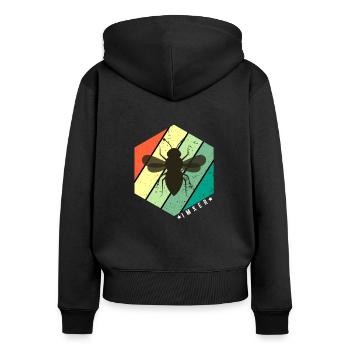 Imker - Frauen Premium Bio Zip Hoodie - Schwarz - Hinten - Julia (174cm)