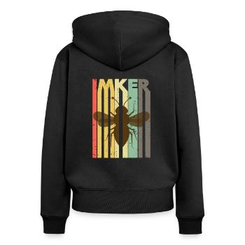 Imker - Frauen Premium Bio Zip Hoodie - Schwarz - Hinten - Julia (174cm)