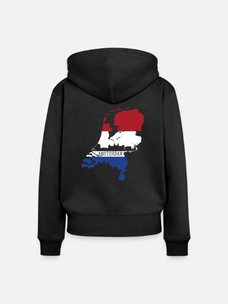 Amsterdam - Frauen Premium Bio Zip Hoodie - Schwarz