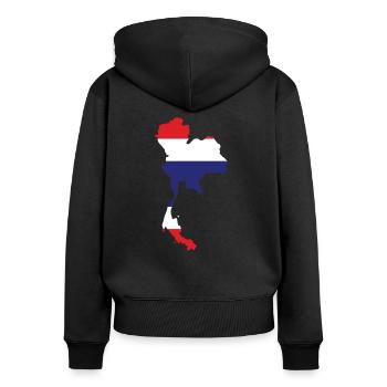 Thaïlande - Sweat à capuche zippé Premium bio Femme - noir - Dos - Julia (174cm)