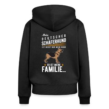 Deutscher Schäferhund - Frauen Premium Bio Zip Hoodie - Schwarz - Hinten - Julia (174cm)