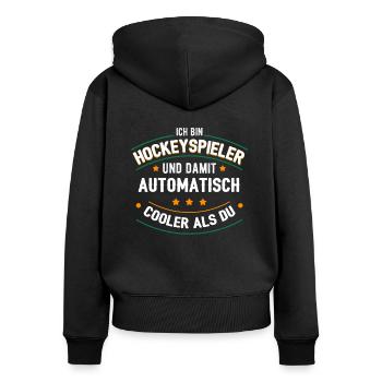 Hockey - Frauen Premium Bio Zip Hoodie - Schwarz - Hinten - Julia (174cm)