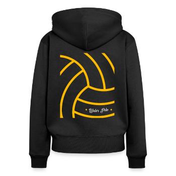 Wasserball - Frauen Premium Bio Zip Hoodie - Schwarz - Hinten - Julia (174cm)