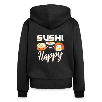 Japan - Frauen Premium Bio Zip Hoodie - Schwarz - Hinten - Julia (174cm)