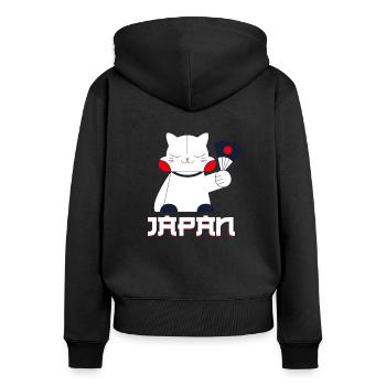 Japan - Frauen Premium Bio Zip Hoodie - Schwarz - Hinten - Julia (174cm)