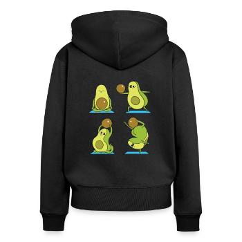 Avocado - Frauen Premium Bio Zip Hoodie - Schwarz - Hinten - Julia (174cm)