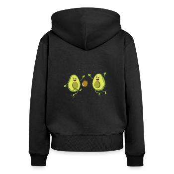 Avocado - Frauen Premium Bio Zip Hoodie - Schwarz - Hinten - Julia (174cm)