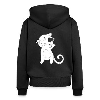 Flûte - Sweat à capuche zippé Premium bio Femme - noir - Dos - Julia (174cm)