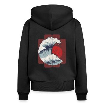 Japon - Sweat à capuche zippé Premium bio Femme - noir - Dos - Julia (174cm)
