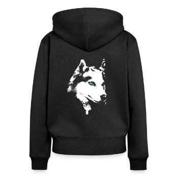 Husky - Frauen Premium Bio Zip Hoodie - Schwarz - Hinten - Julia (174cm)