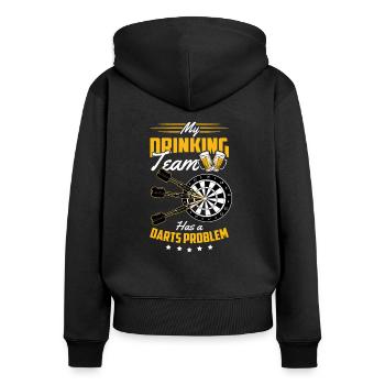 Dart - Frauen Premium Bio Zip Hoodie - Schwarz - Hinten - Julia (174cm)